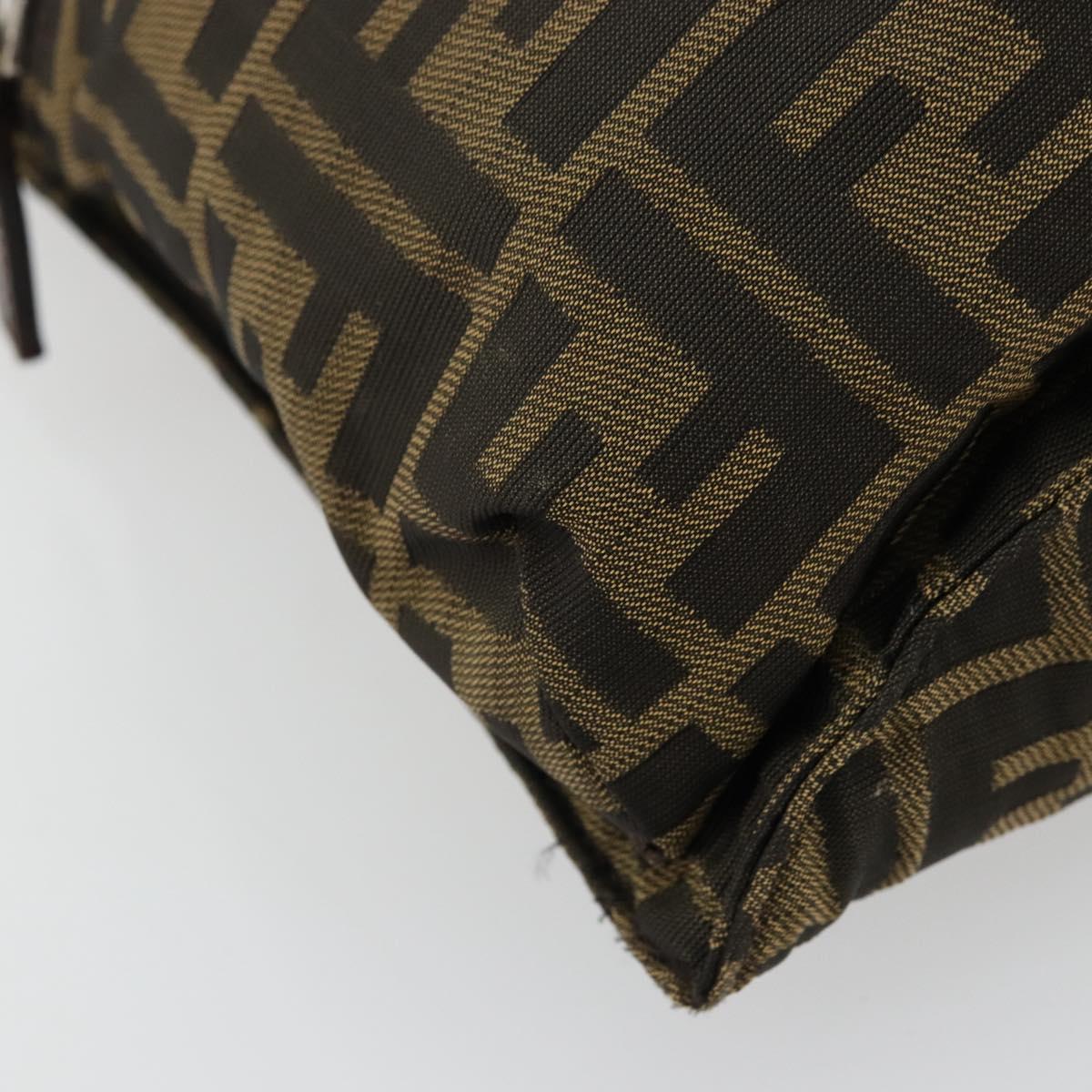 FENDI Zucca Canvas Shoulder Bag Black Brown Auth 176850A