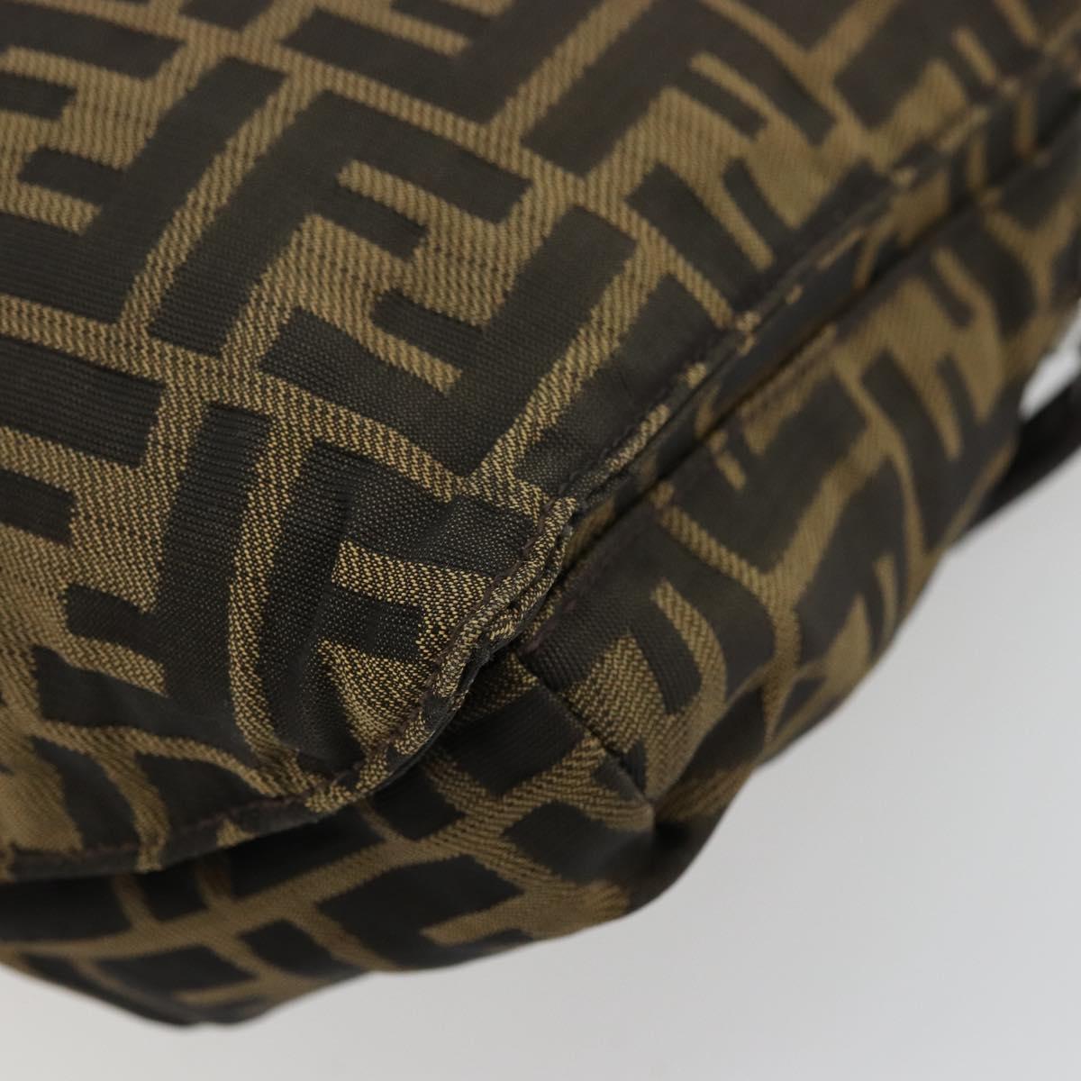 FENDI Zucca Canvas Shoulder Bag Black Brown Auth 176850A