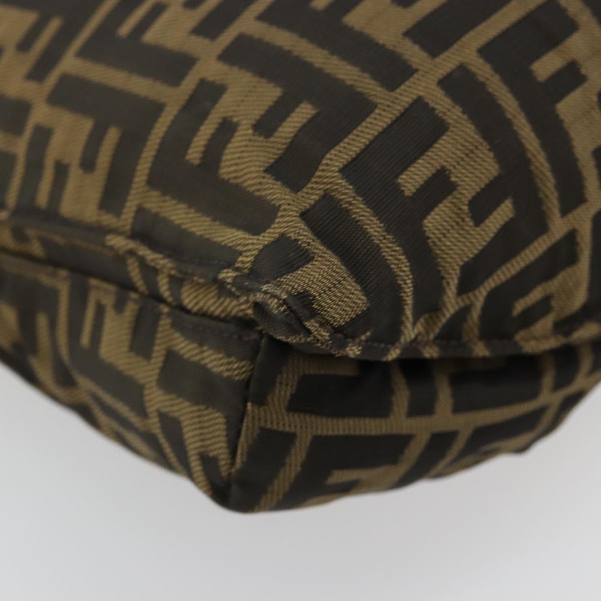 FENDI Zucca Canvas Shoulder Bag Black Brown Auth 176850A