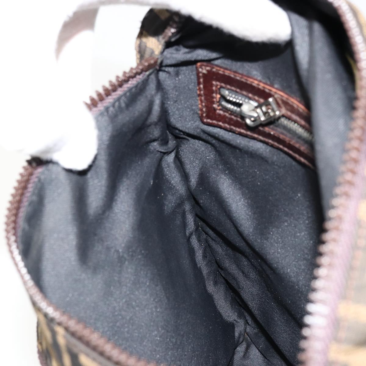 FENDI Zucca Canvas Shoulder Bag Black Brown Auth 176850A