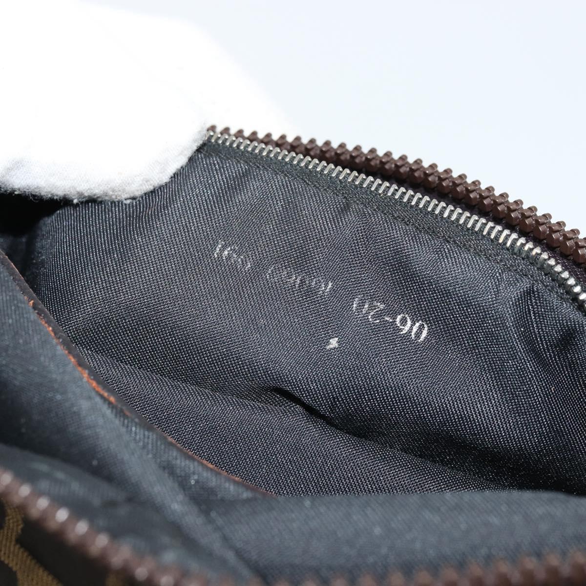 FENDI Zucca Canvas Shoulder Bag Black Brown Auth 176850A