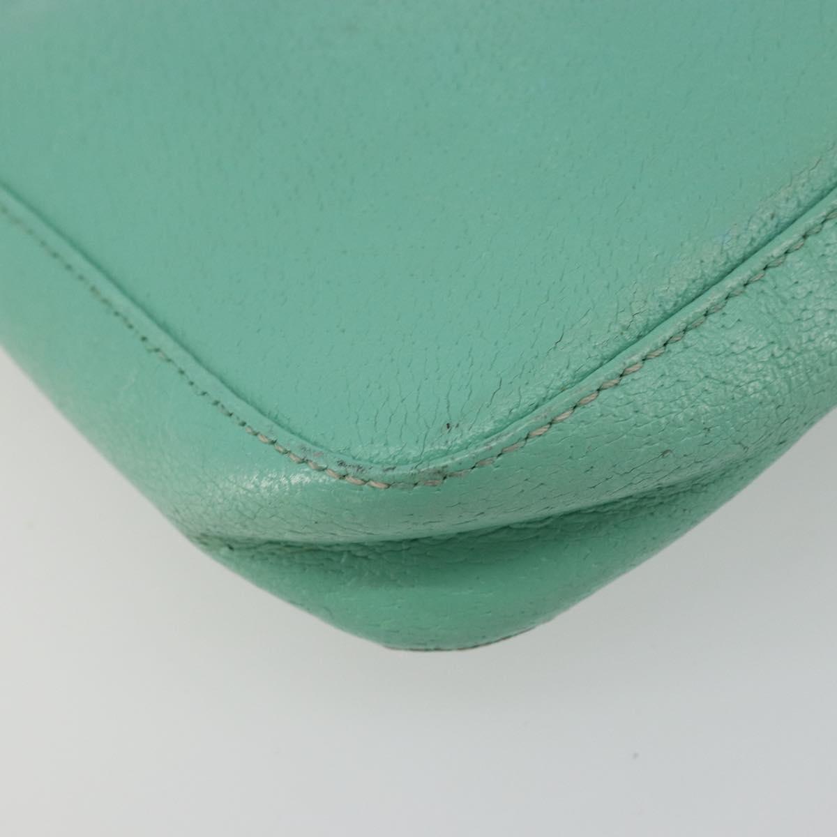 FENDI Mamma Baguette Shoulder Bag Leather Gold Light green Auth 176851A