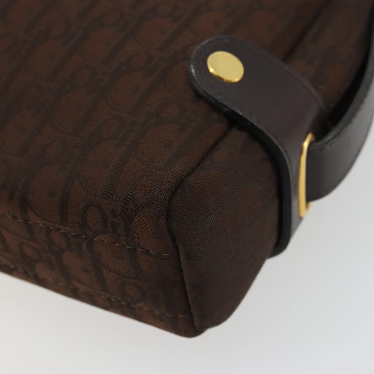 Christian Dior Trotter Canvas Shoulder Bag Brown Gold Auth 176852A