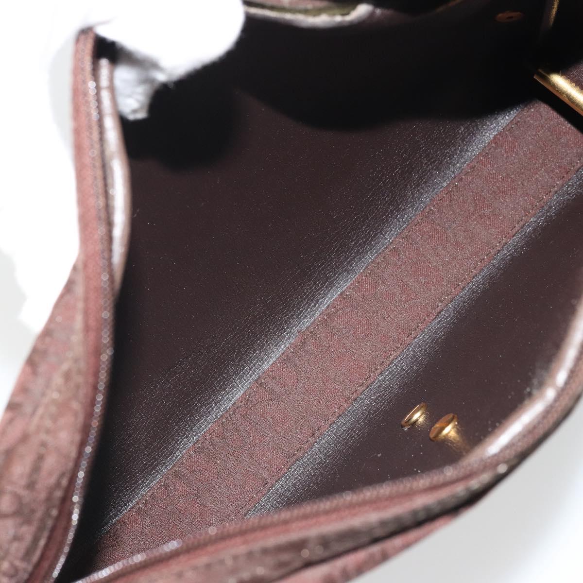 Christian Dior Trotter Canvas Shoulder Bag Brown Gold Auth 176852A