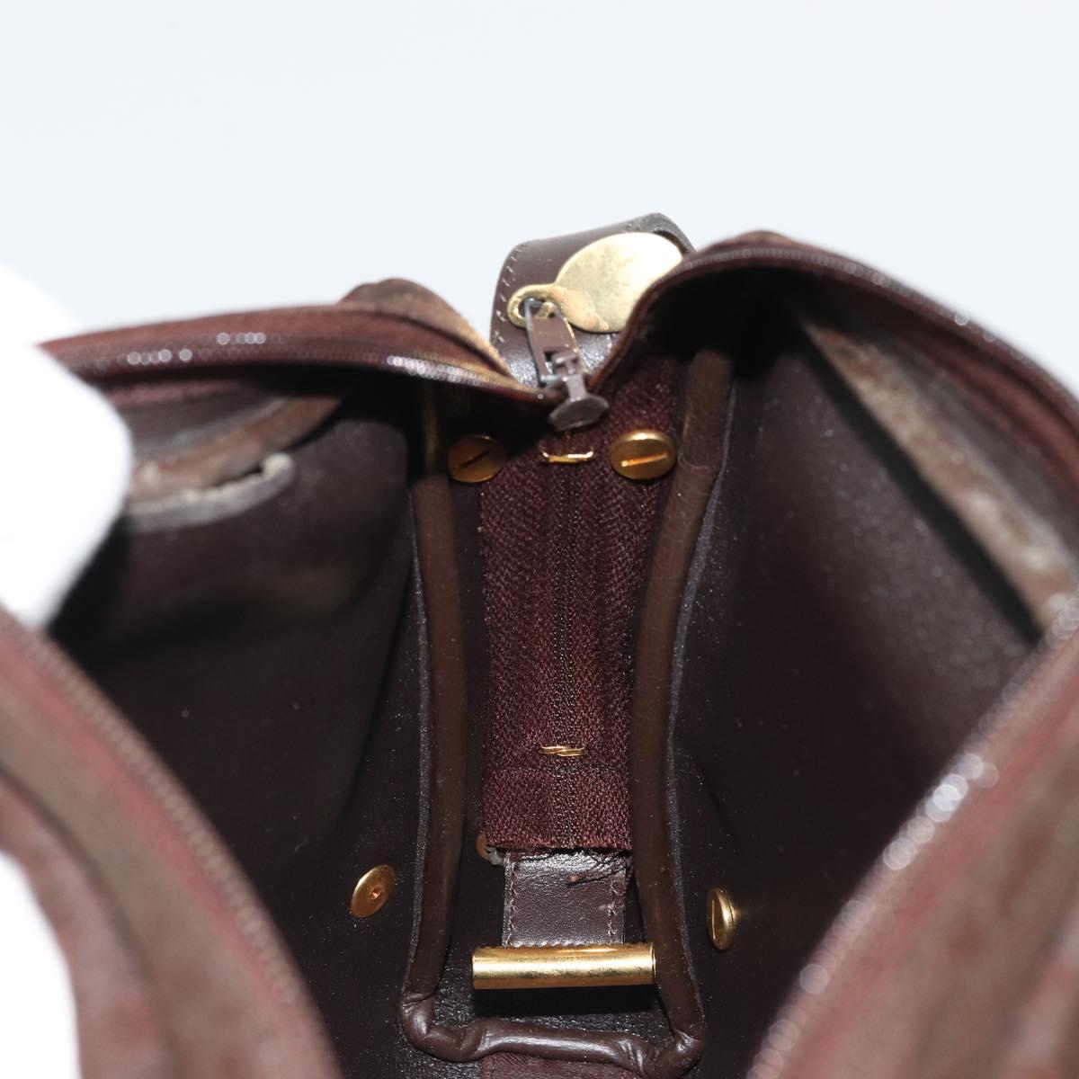 Christian Dior Trotter Canvas Shoulder Bag Brown Gold Auth 176852A