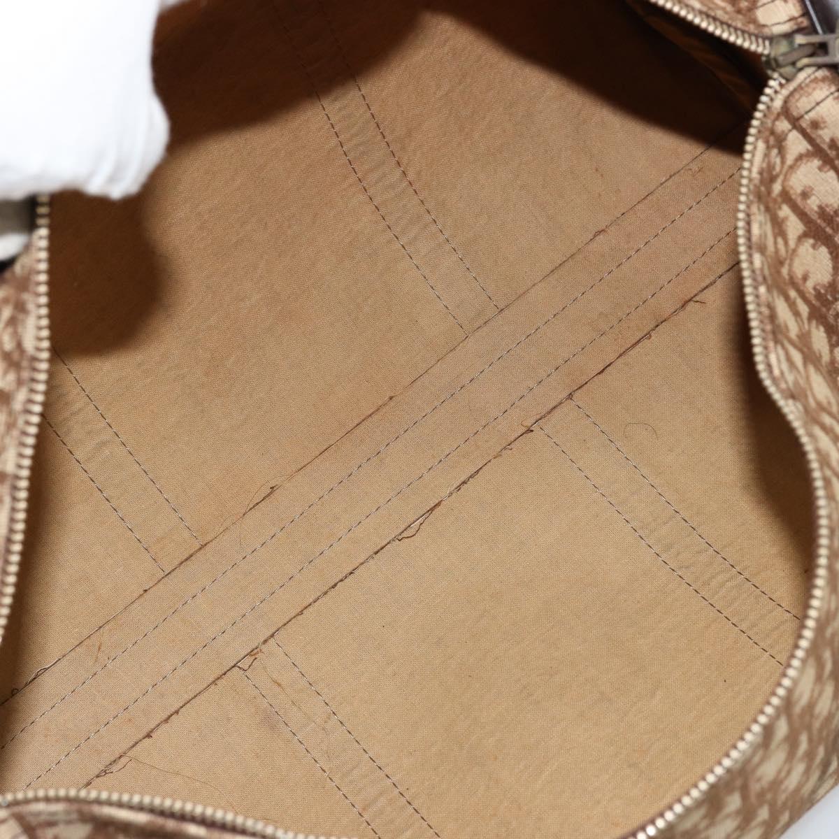 Christian Dior Trotter Canvas Boston Bag Beige Gold Auth 176853