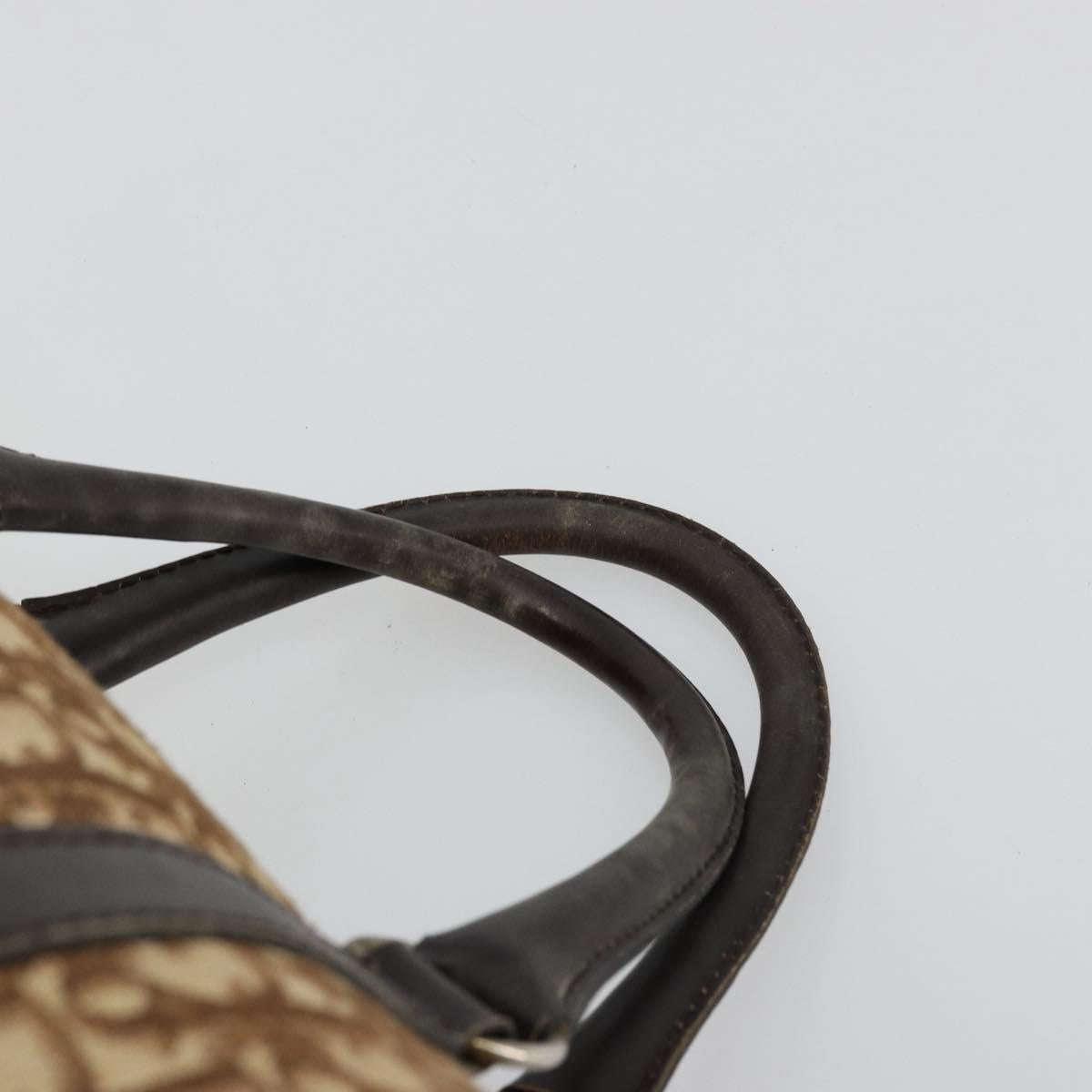 Christian Dior Trotter Canvas Boston Bag Beige Gold Auth 176853