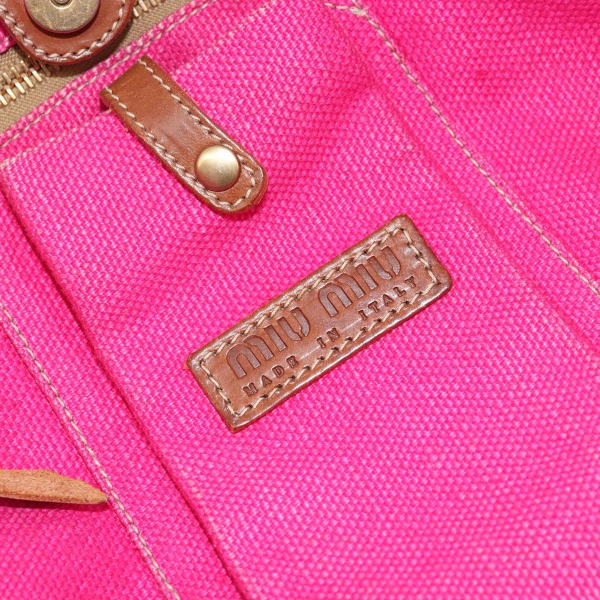 Miu Miu Tote Bag Canvas Pink Gold Auth 176854A
