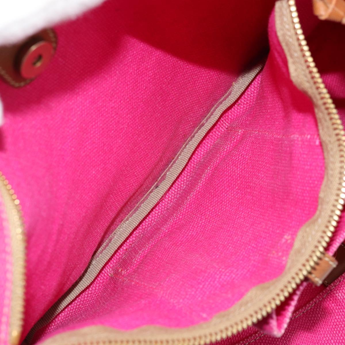 Miu Miu Tote Bag Canvas Pink Gold Auth 176854A