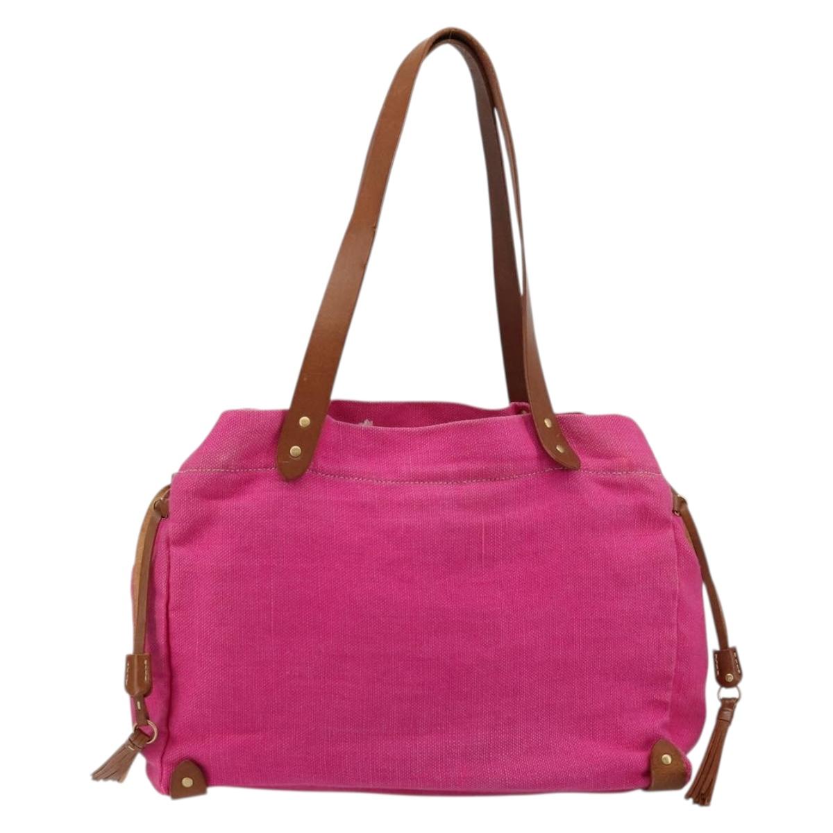 Miu Miu Tote Bag Canvas Pink Gold Auth 176854A