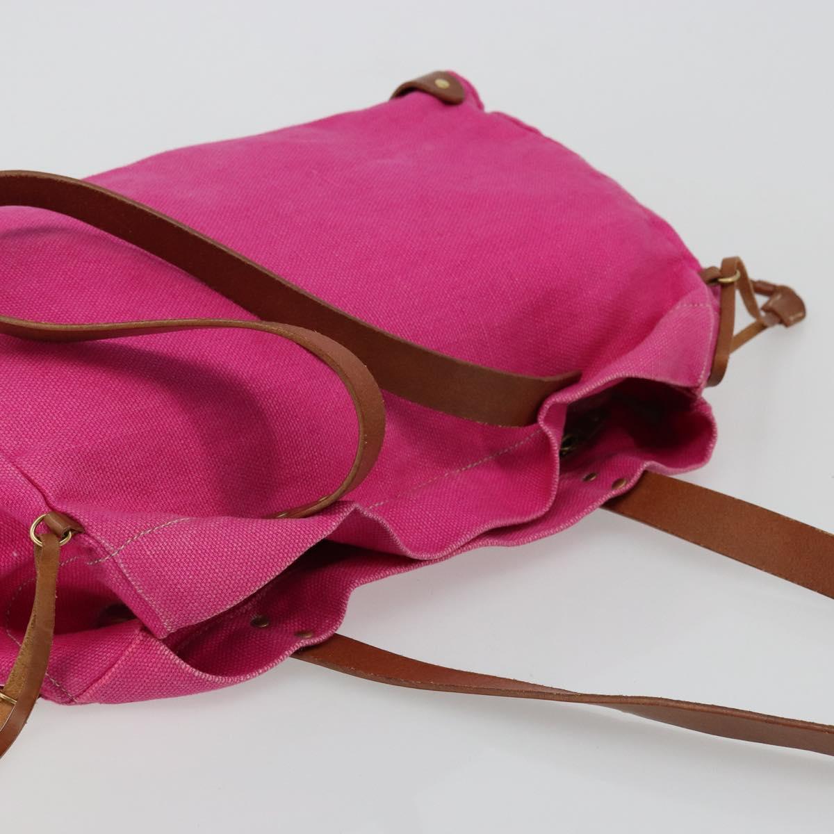 Miu Miu Tote Bag Canvas Pink Gold Auth 176854A