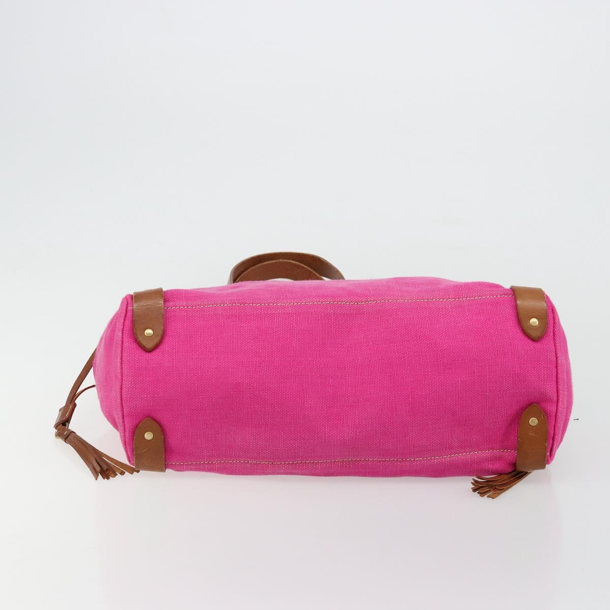 Miu Miu Tote Bag Canvas Pink Gold Auth 176854A