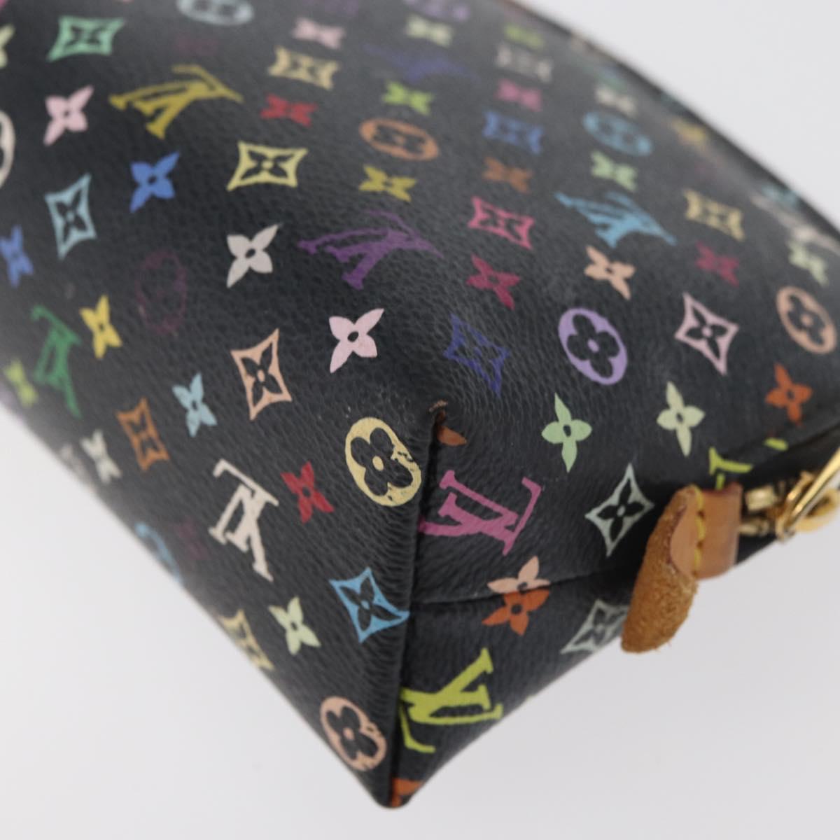 LOUIS VUITTON Multicolor Pochette Cosmetic Pouch Black M47355 LV Auth 176857