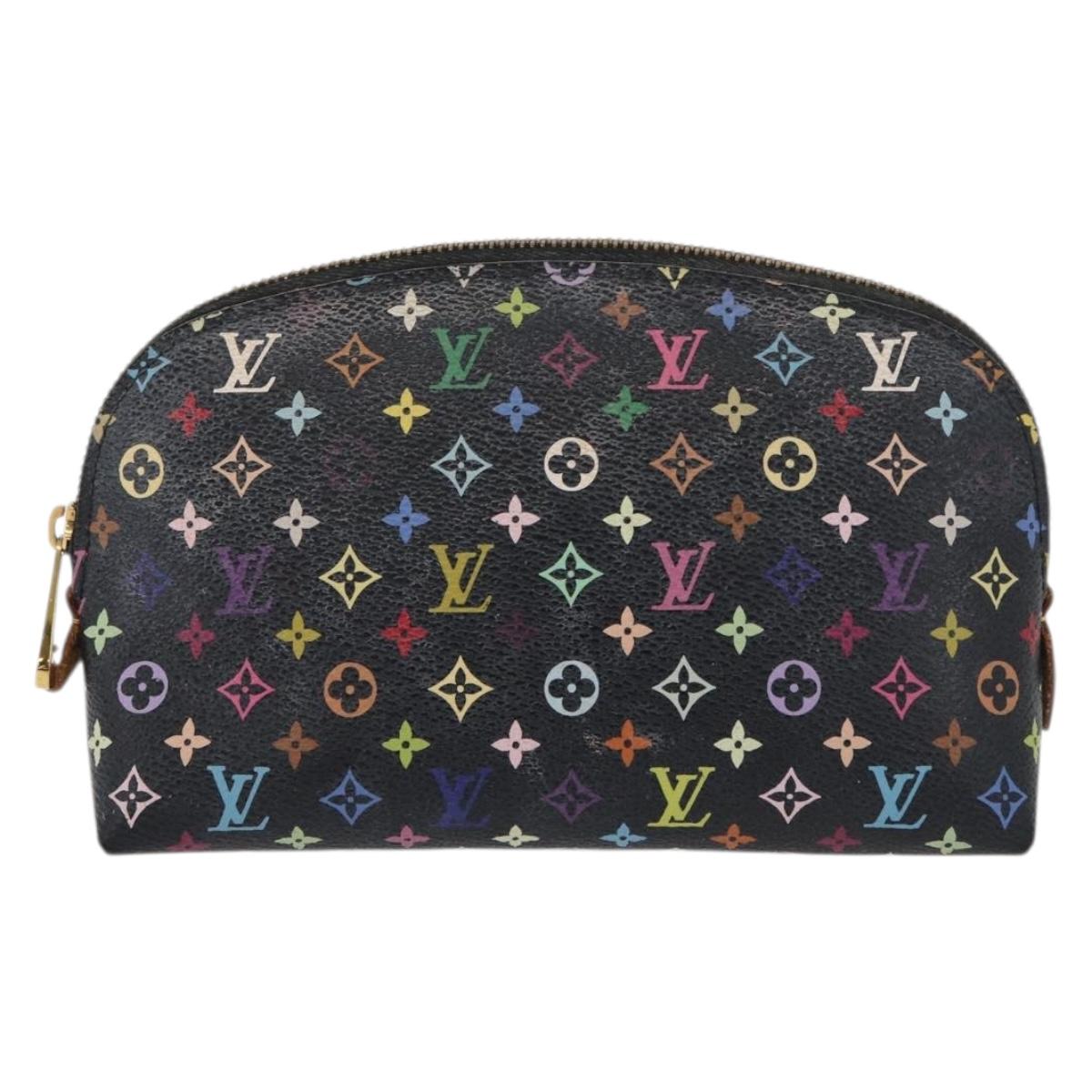 LOUIS VUITTON Multicolor Pochette Cosmetic Pouch Black M47355 LV Auth 176857