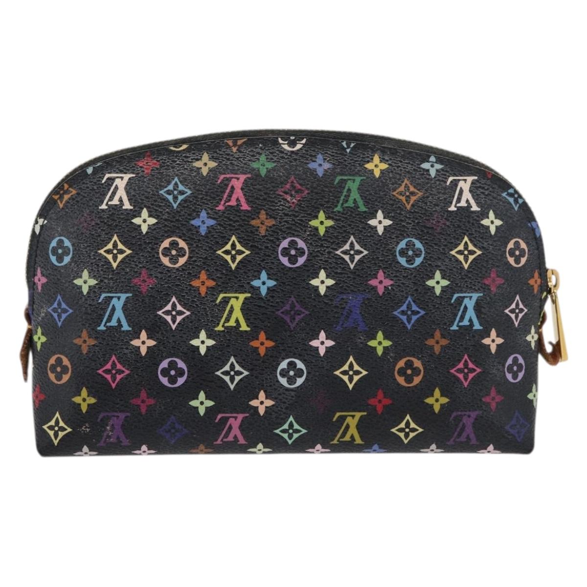 LOUIS VUITTON Multicolor Pochette Cosmetic Pouch Black M47355 LV Auth 176857
