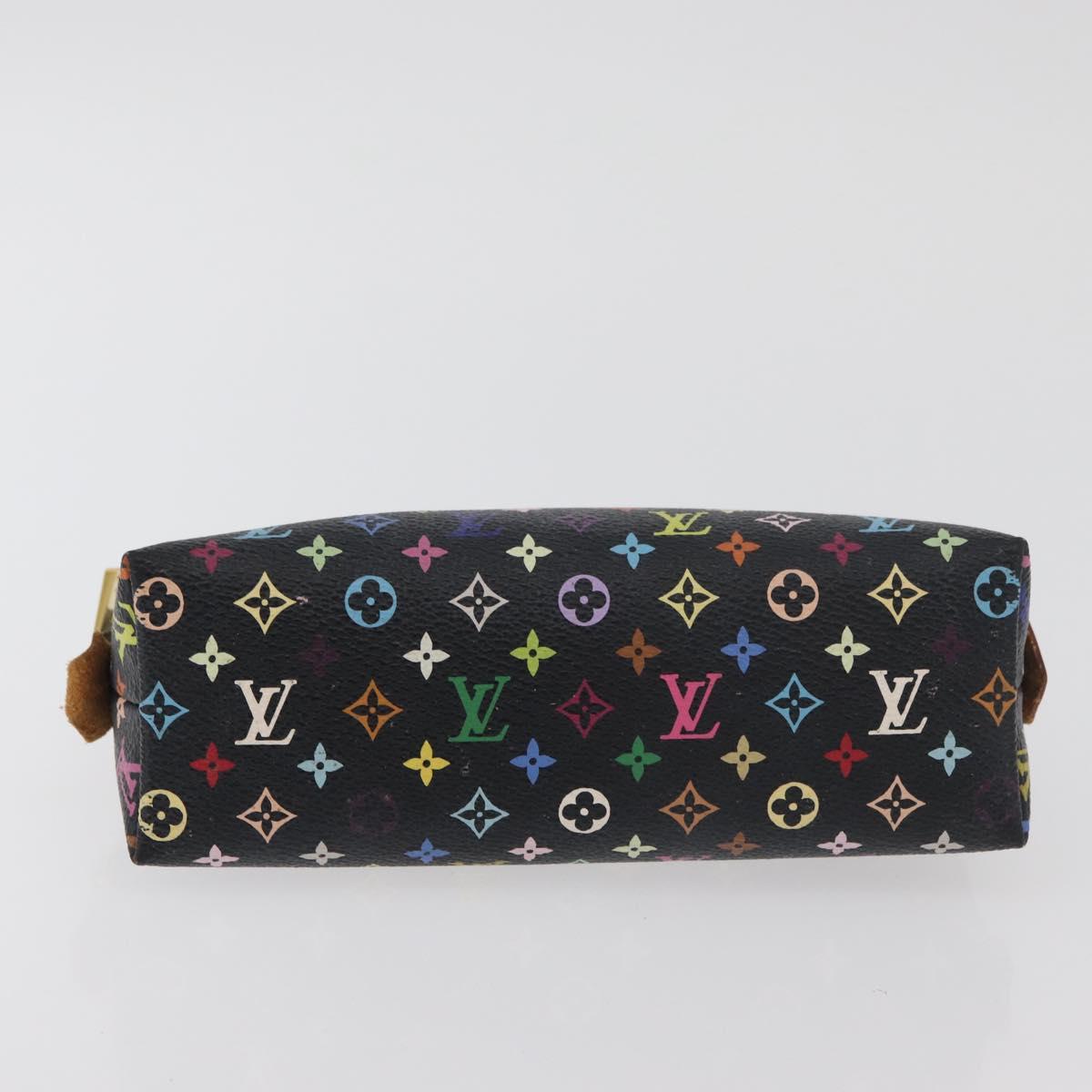 LOUIS VUITTON Multicolor Pochette Cosmetic Pouch Black M47355 LV Auth 176857