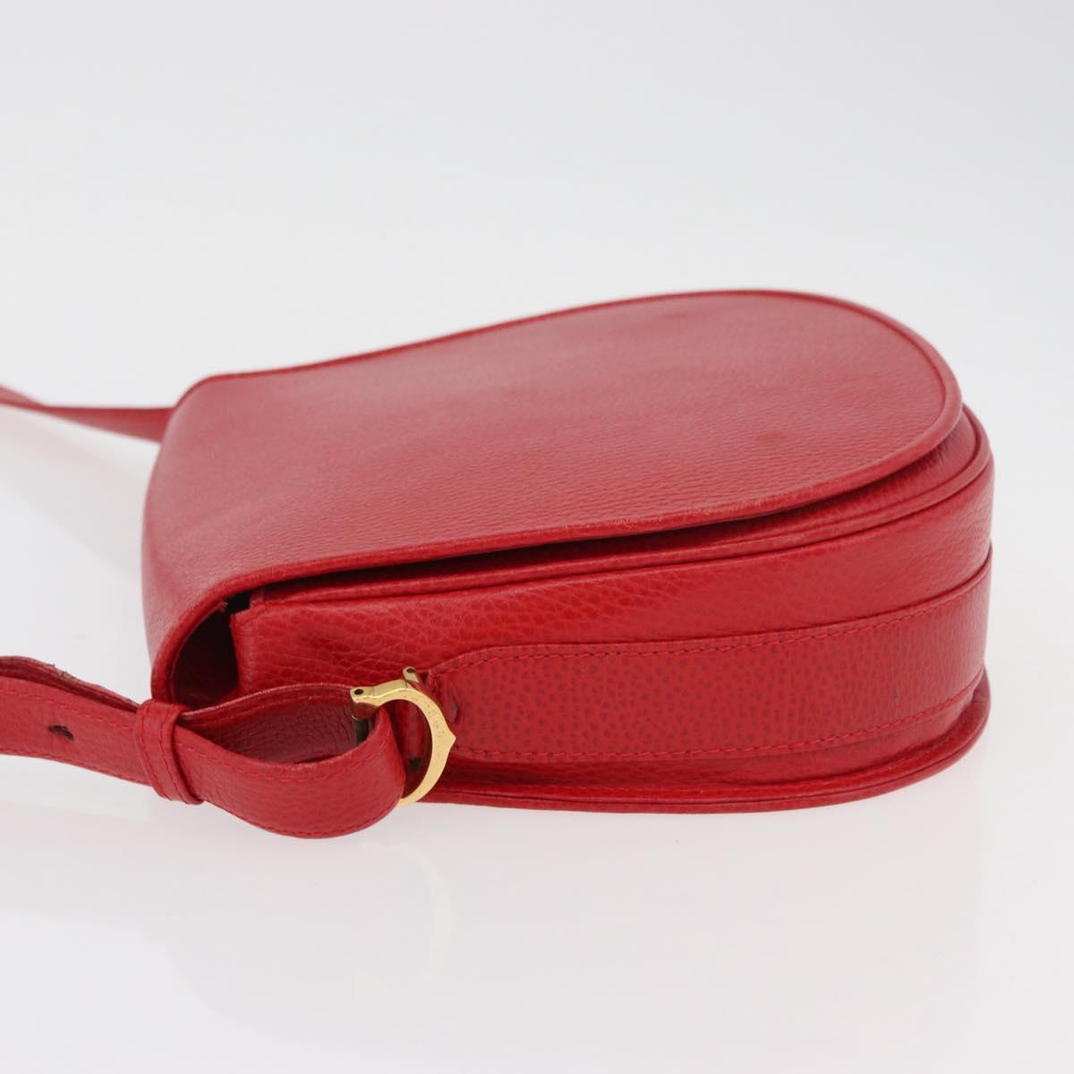 CARTIER Must Line Shoulder Bag Leather Red Gold Auth 176870A