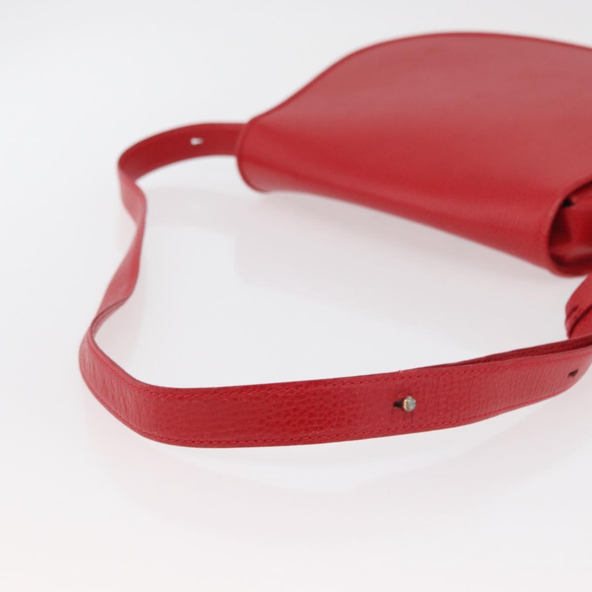 CARTIER Must Line Shoulder Bag Leather Red Gold Auth 176870A
