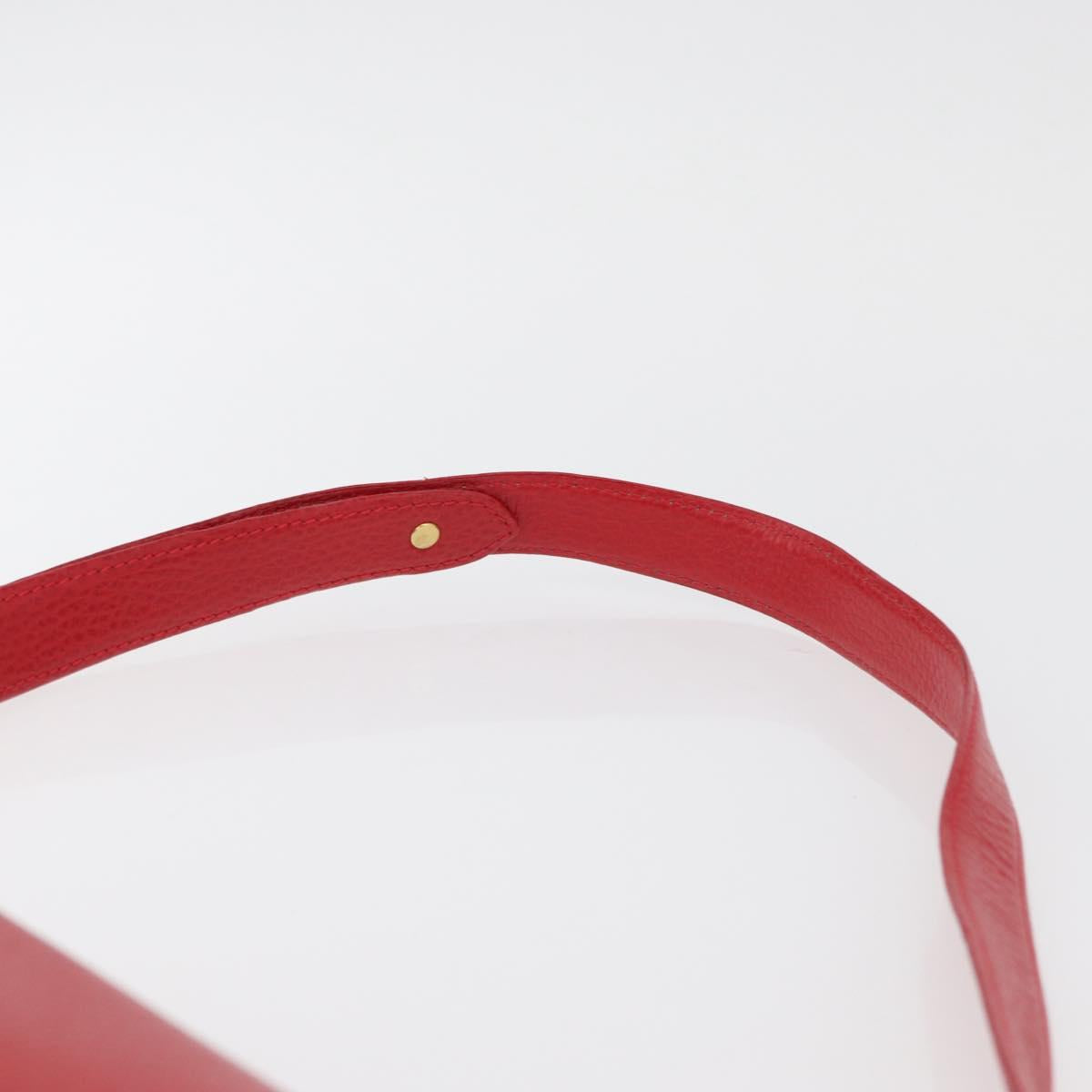 CARTIER Must Line Shoulder Bag Leather Red Gold Auth 176870A
