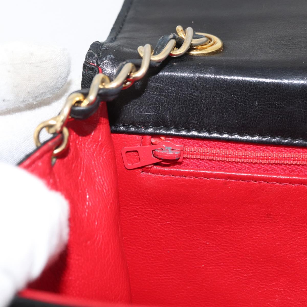 CHANEL Matelasse Chain Shoulder Bag Nylon Black Gold CC Auth 176872