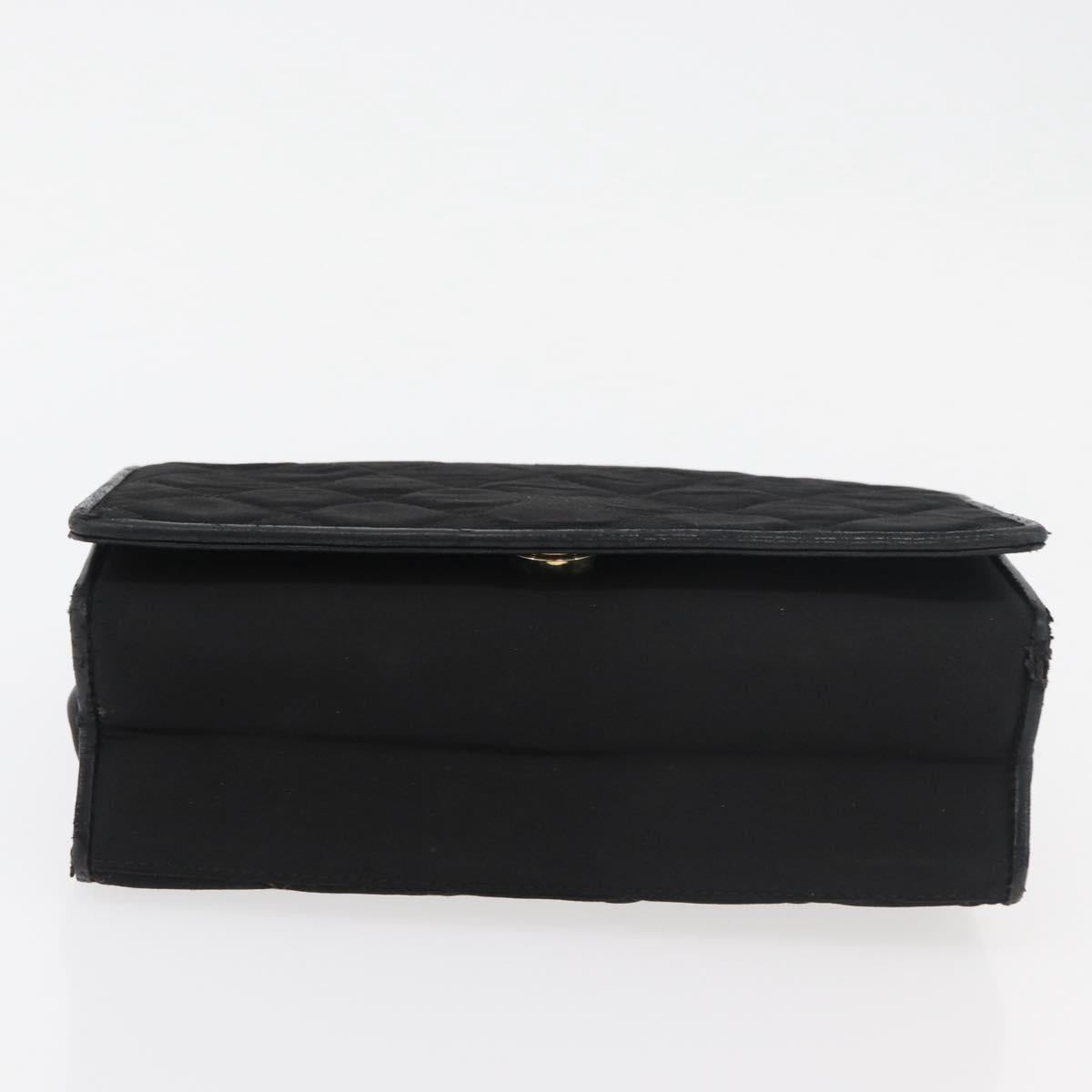 CHANEL Matelasse Chain Shoulder Bag Nylon Black Gold CC Auth 176872