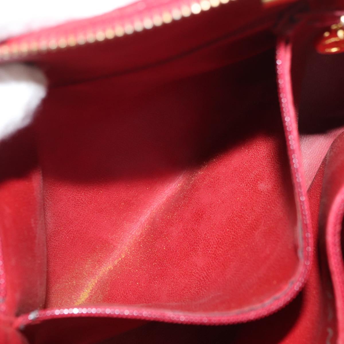 CHANEL Matelasse Chain Shoulder Bag Lamb Skin Red Gold CC Auth 176873