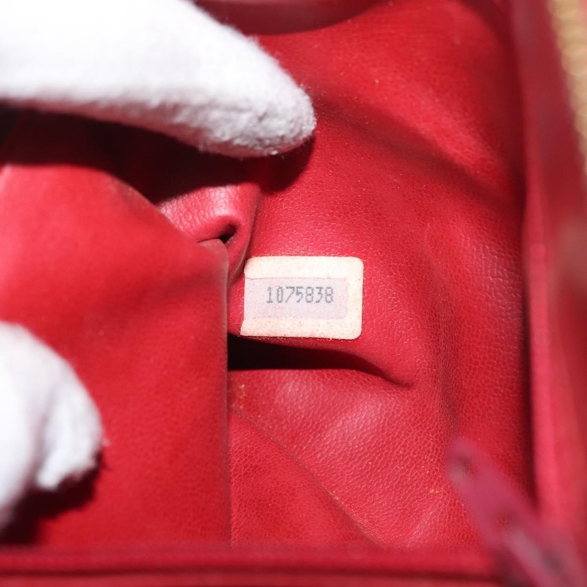 CHANEL Matelasse Chain Shoulder Bag Lamb Skin Red Gold CC Auth 176873