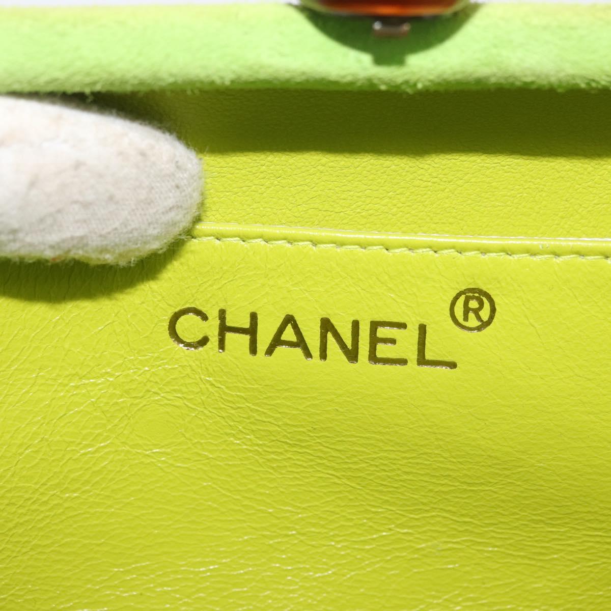 CHANEL Matelasse Chain Hand Bag Suede Light green CC Auth 176874SAV