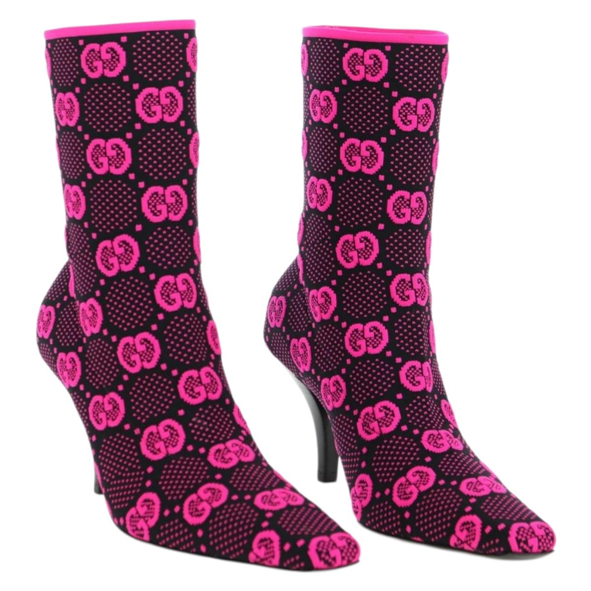 GUCCI GG Canvas Boots 34 Pink Auth 176875M