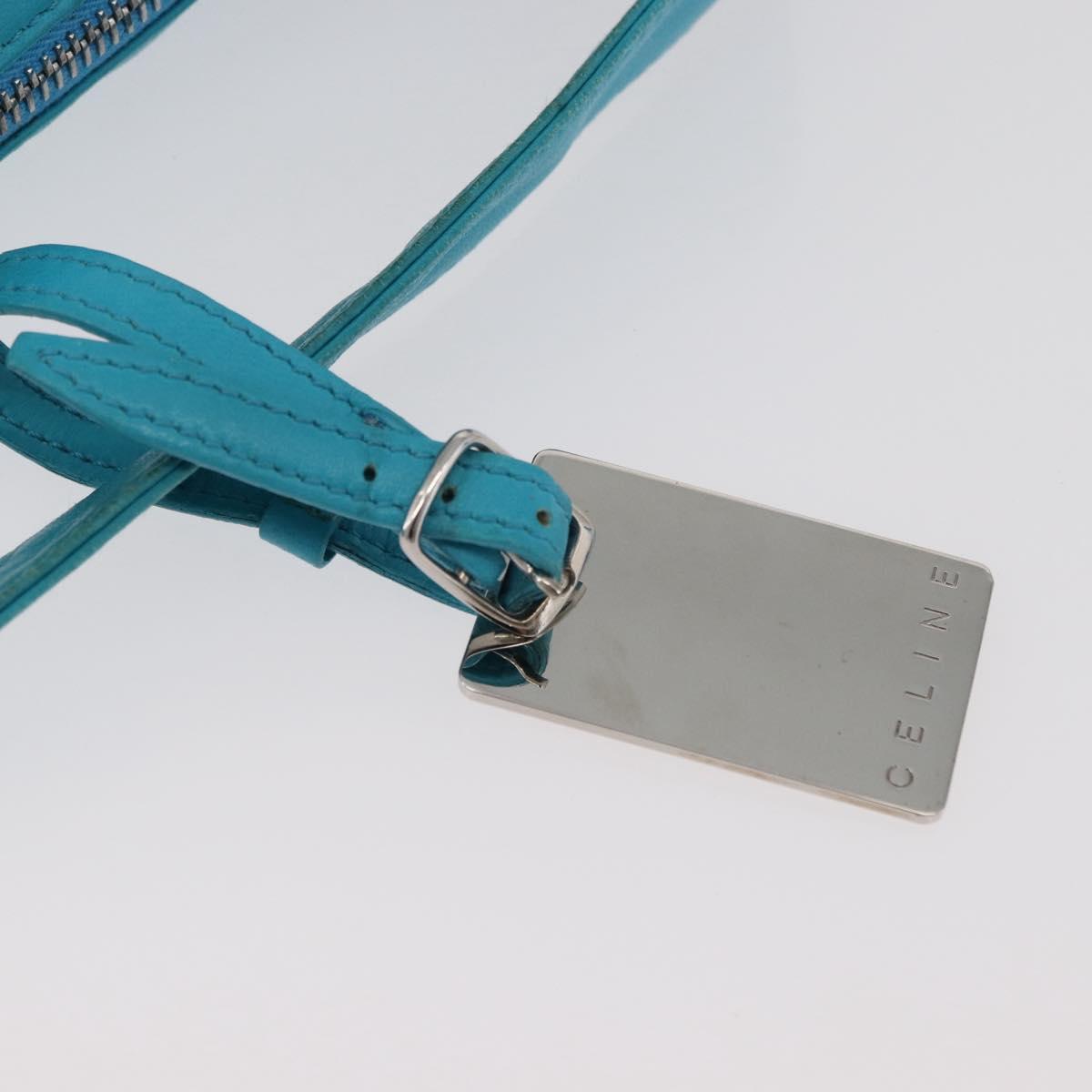 CELINE Hand Bag Leather Blue Silver Auth 176877A