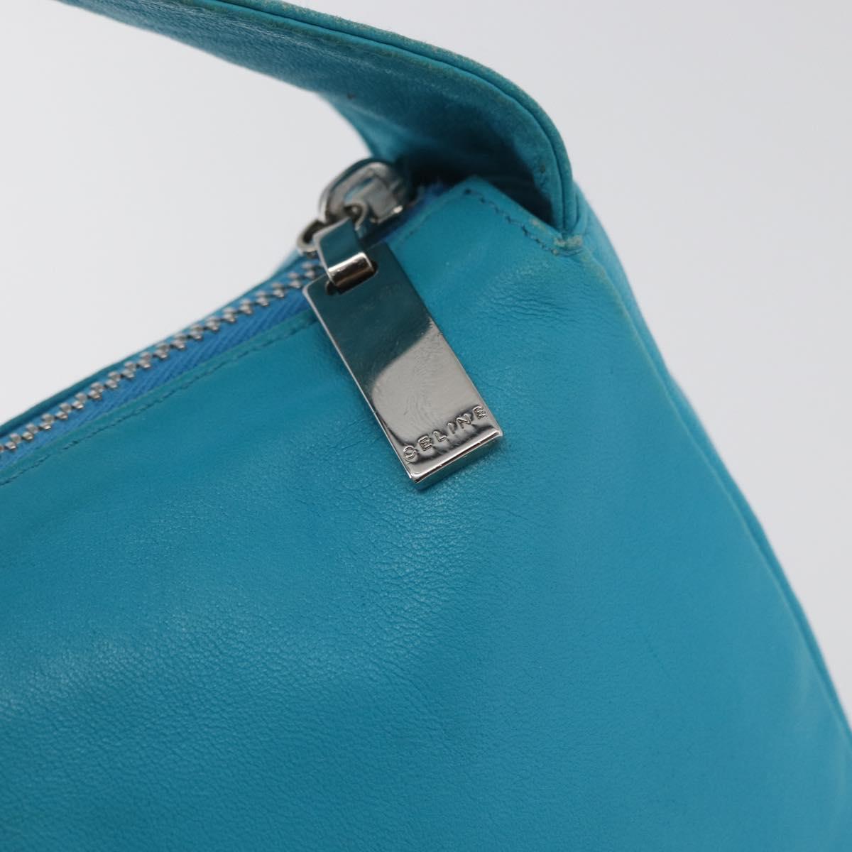 CELINE Hand Bag Leather Blue Silver Auth 176877A