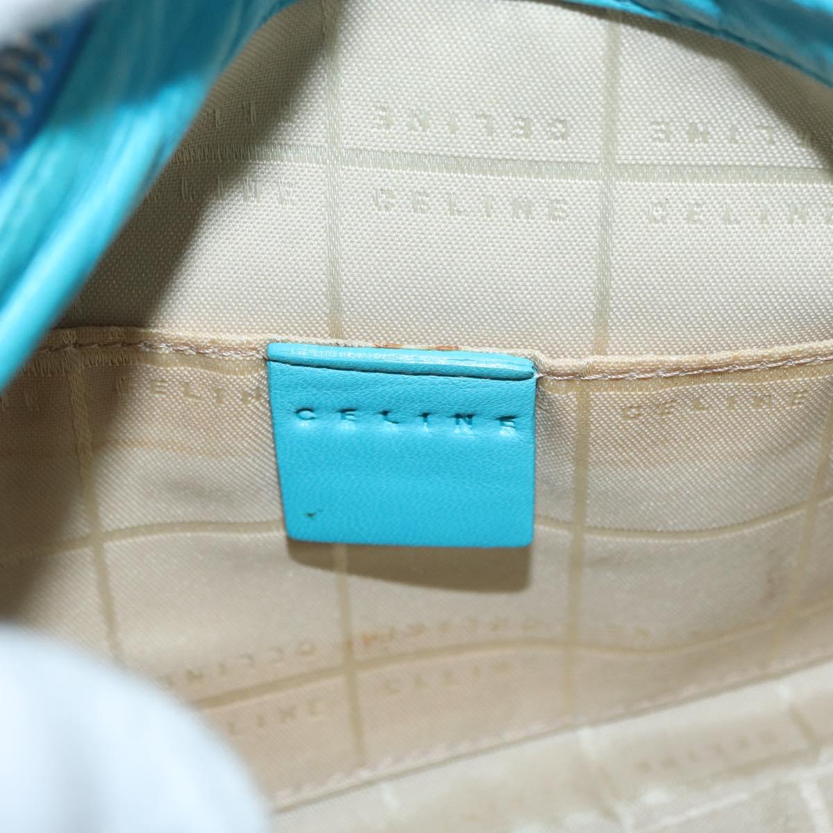 CELINE Hand Bag Leather Blue Silver Auth 176877A