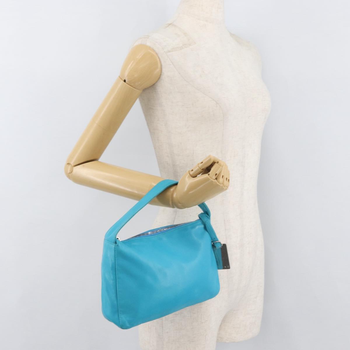 CELINE Hand Bag Leather Blue Silver Auth 176877A