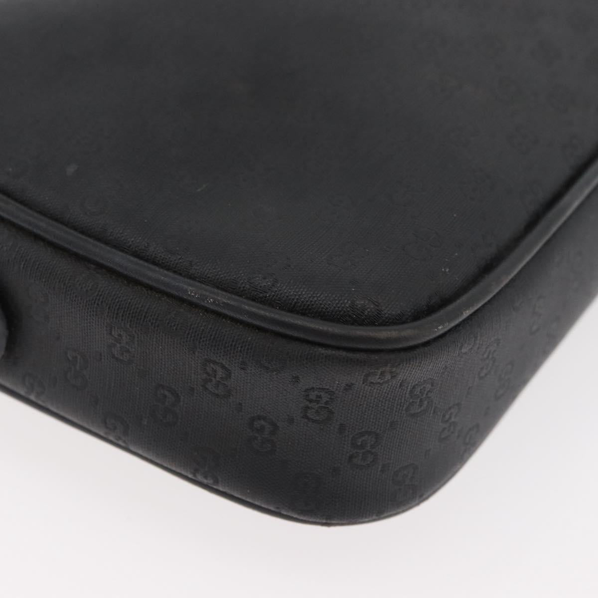 GUCCI Micro GG Supreme Shoulder Bag PVC Black Gold Auth 176880