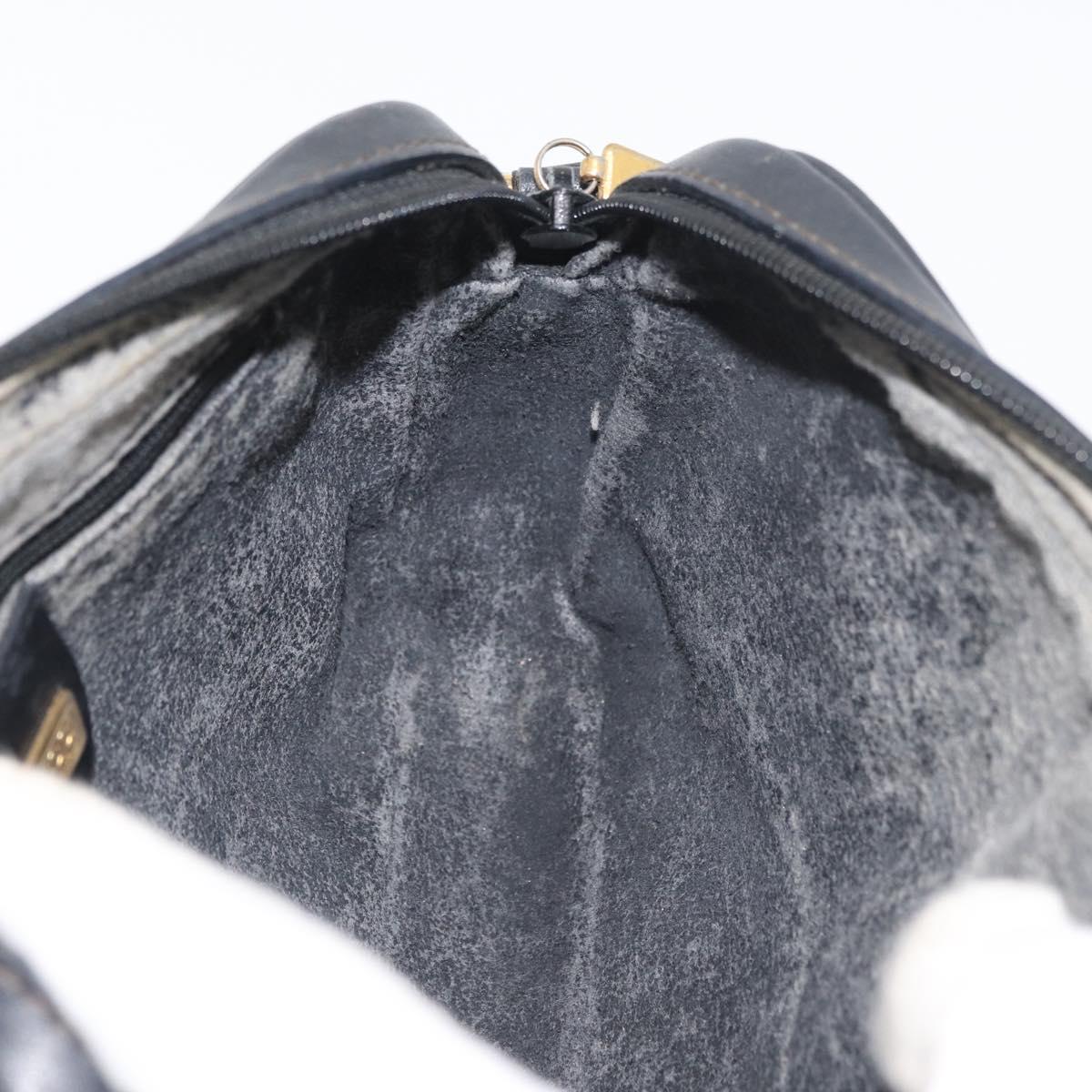 GUCCI Micro GG Supreme Shoulder Bag PVC Black Gold Auth 176880