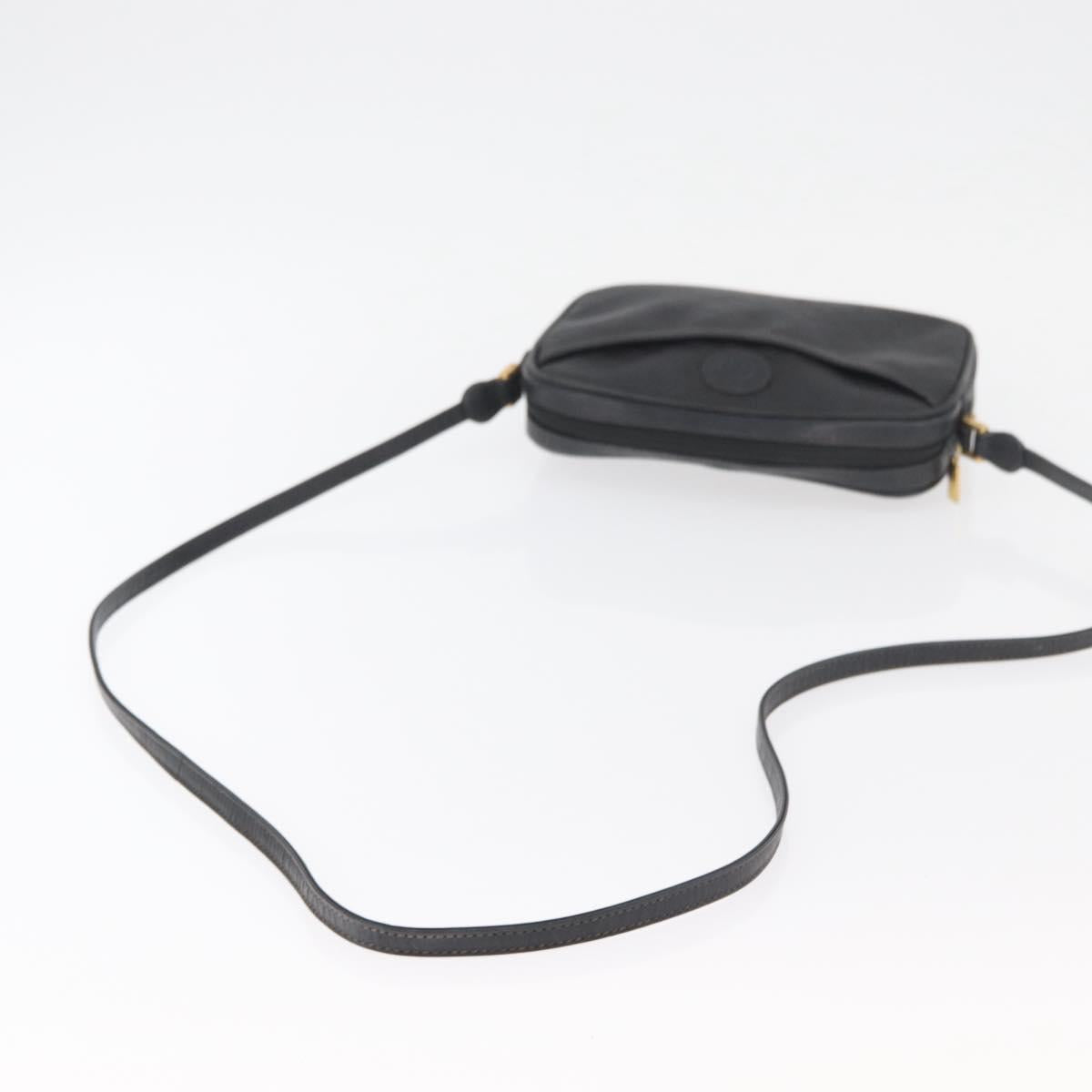 GUCCI Micro GG Supreme Shoulder Bag PVC Black Gold Auth 176880