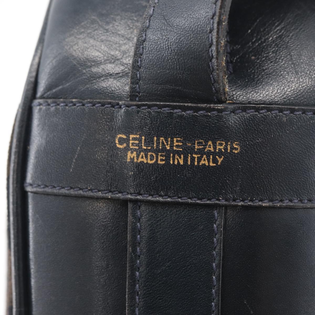 CELINE Macadam Canvas Medallion Shoulder Bag Black Gold Auth 176882
