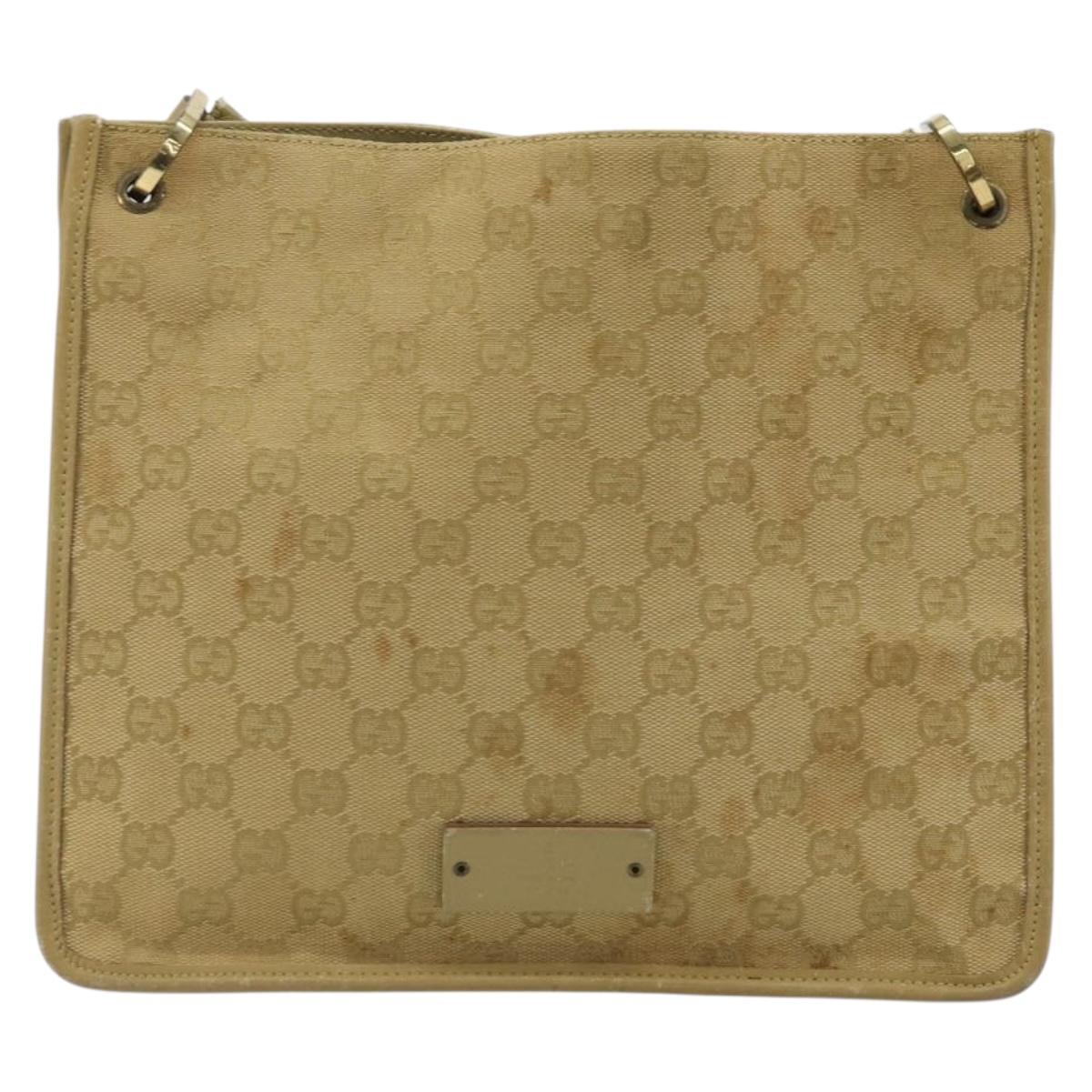 GUCCI GG Canvas Shoulder Bag Beige Gold 91762 Auth 176892
