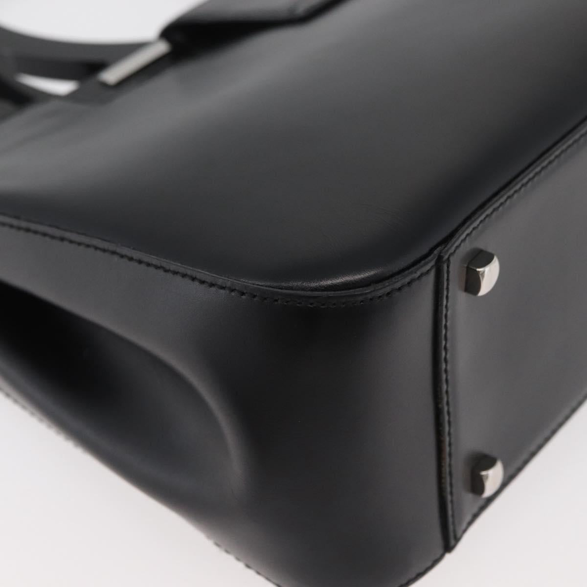 Salvatore Ferragamo Gancini Hand Bag Leather Black Silver Auth 176894A