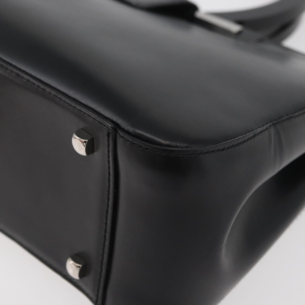 Salvatore Ferragamo Gancini Hand Bag Leather Black Silver Auth 176894A
