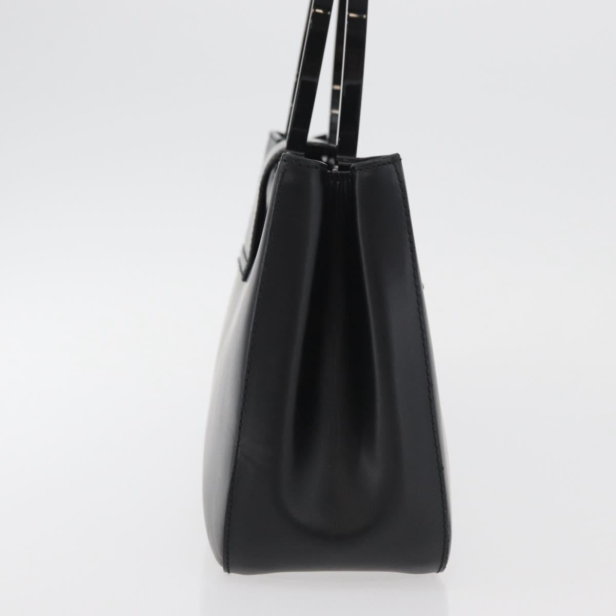Salvatore Ferragamo Gancini Hand Bag Leather Black Silver Auth 176894A