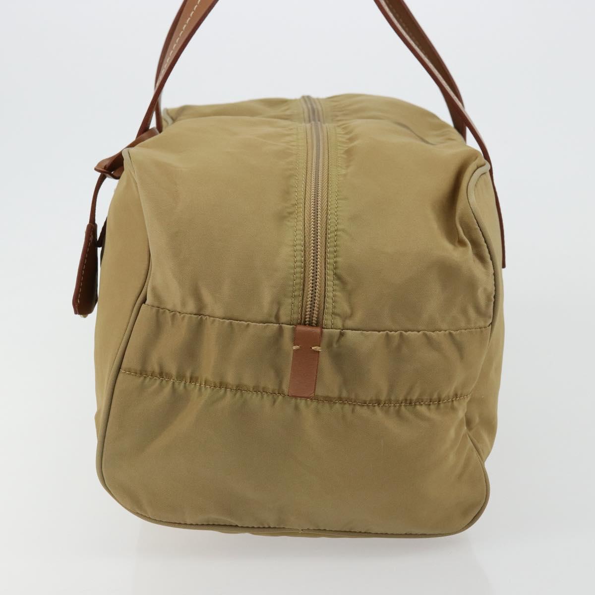 PRADA Boston Bag Nylon Silver Beige Auth 176900