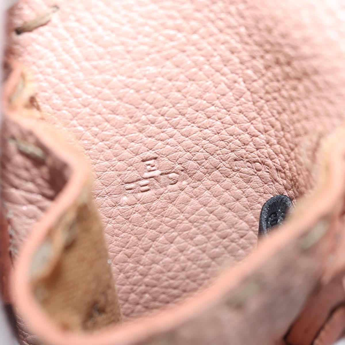 FENDI Celeria Pouch Leather Pink Silver Auth 176901A