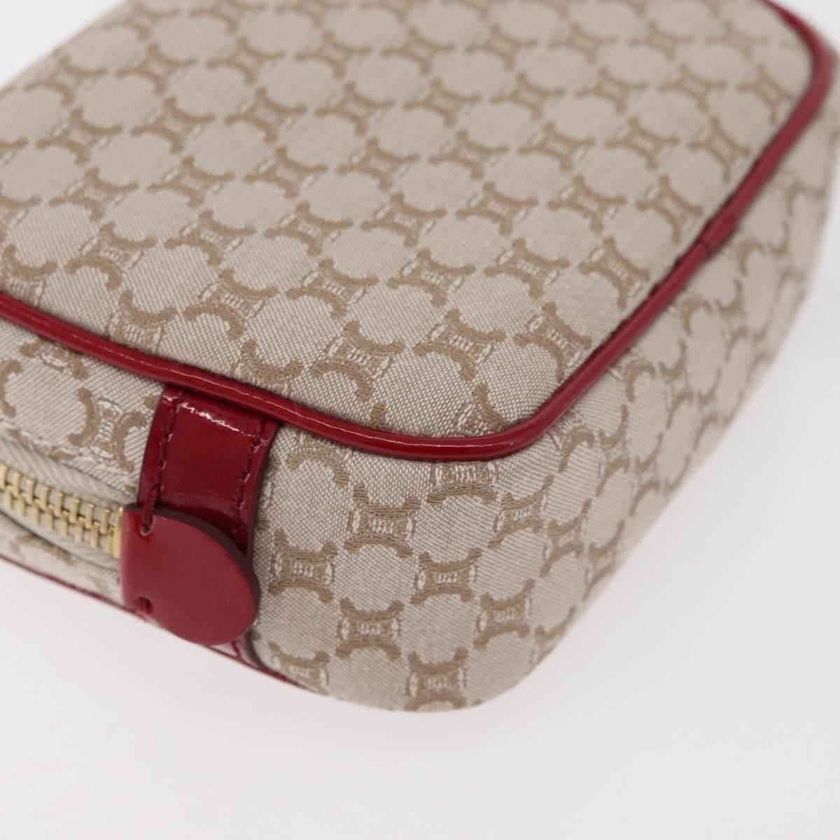 CELINE Macadam Canvas Pouch Beige Gold Auth 176903A