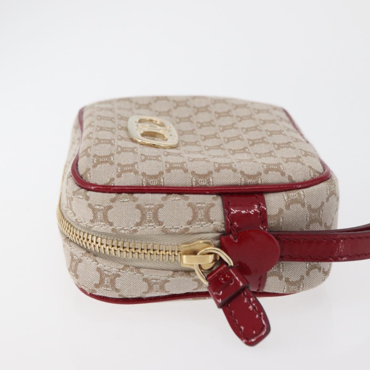 CELINE Macadam Canvas Pouch Beige Gold Auth 176903A