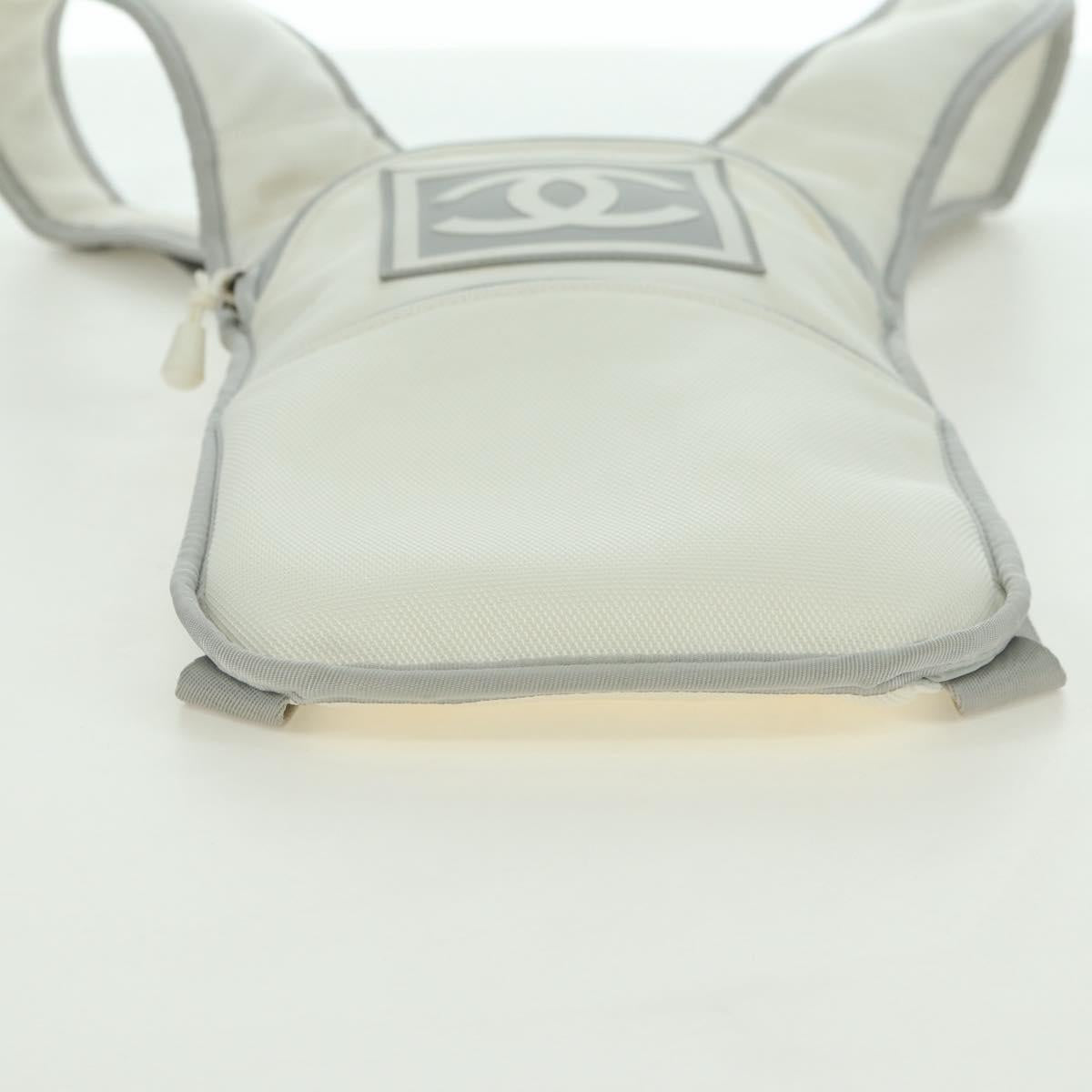 CHANEL Sports Line Backpack Nylon White Silver CC Auth 176920