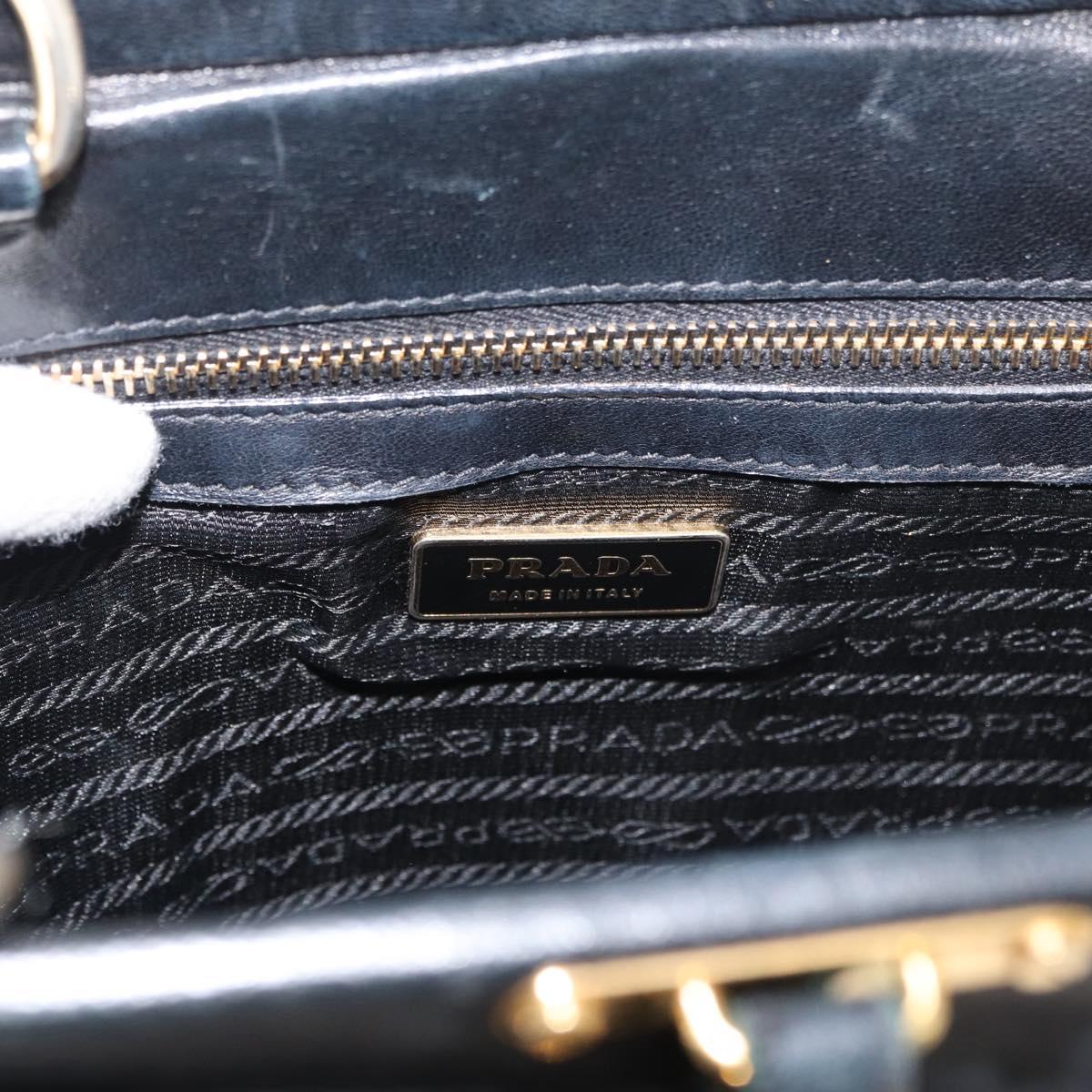 PRADA Tote Bag Leather Black Gold Auth 176925A