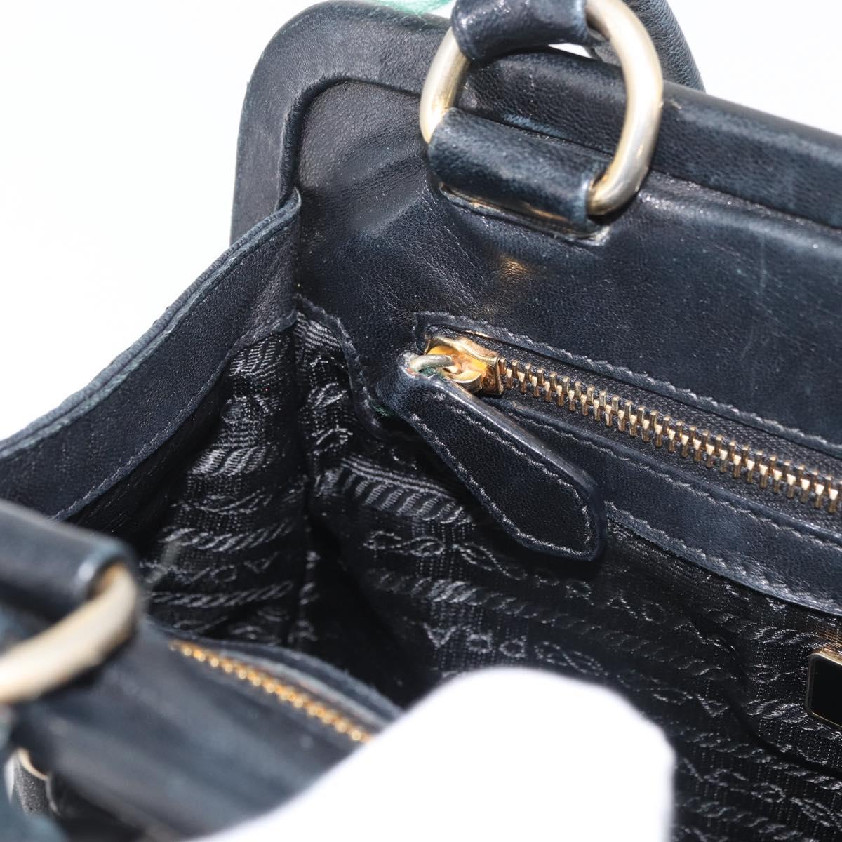 PRADA Tote Bag Leather Black Gold Auth 176925A