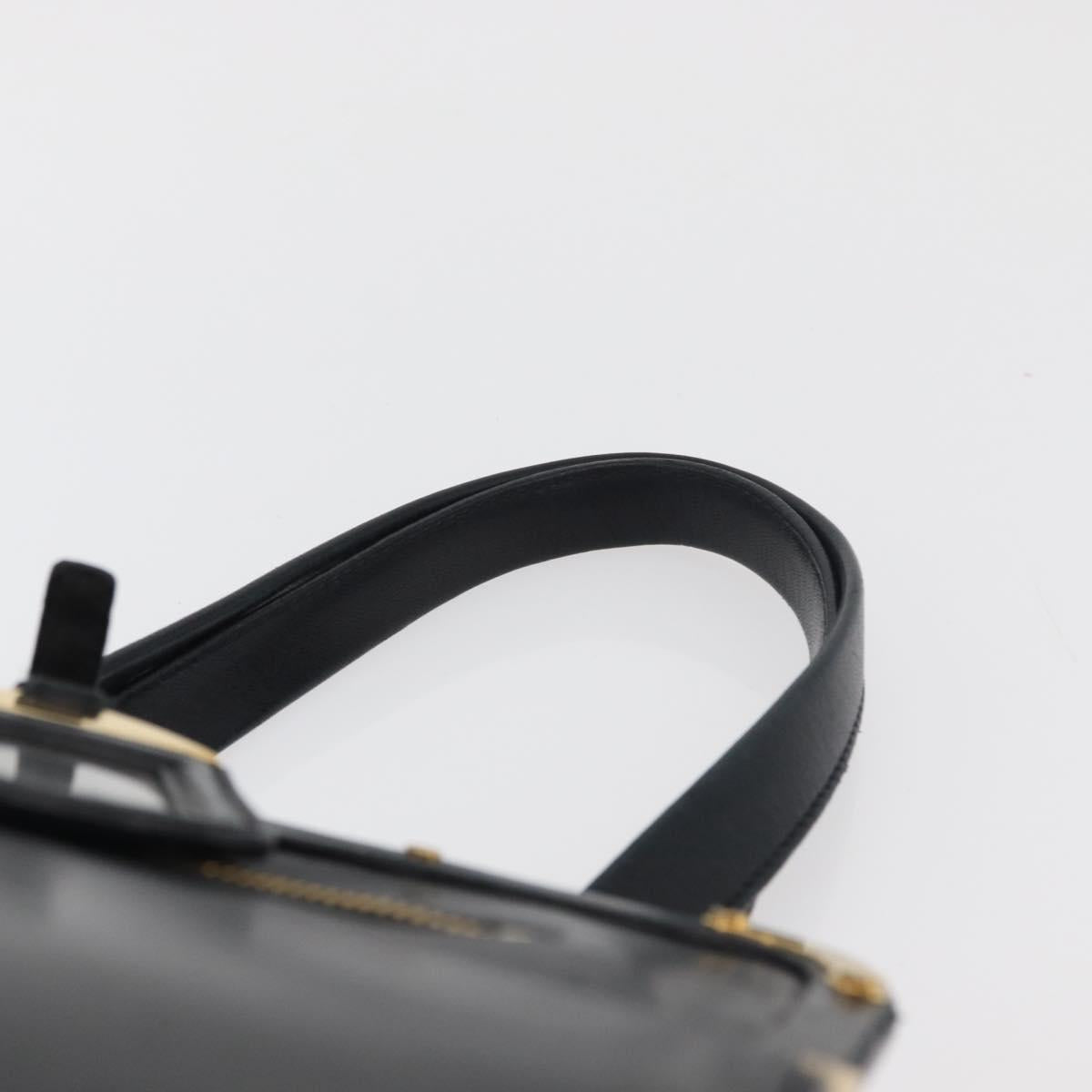 PRADA Tote Bag Leather Black Gold Auth 176925A