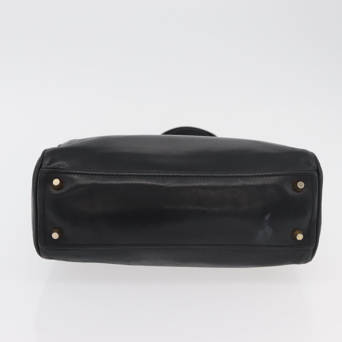 PRADA Tote Bag Leather Black Gold Auth 176925A